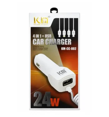 KM - 24W (4 IN 1 + USB Car Charger) - (KM-CC-802)