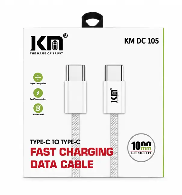 KM - KM DC105 - Type C to Type C Fast Charging Data Cable