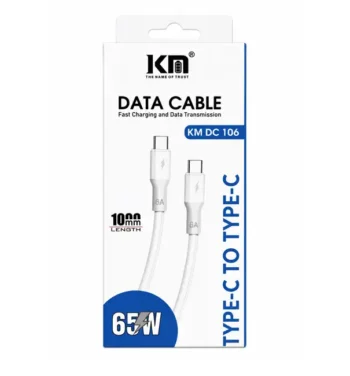 KM – KM DC106 – 65W Type C to Type C Fast Charging Data Cable