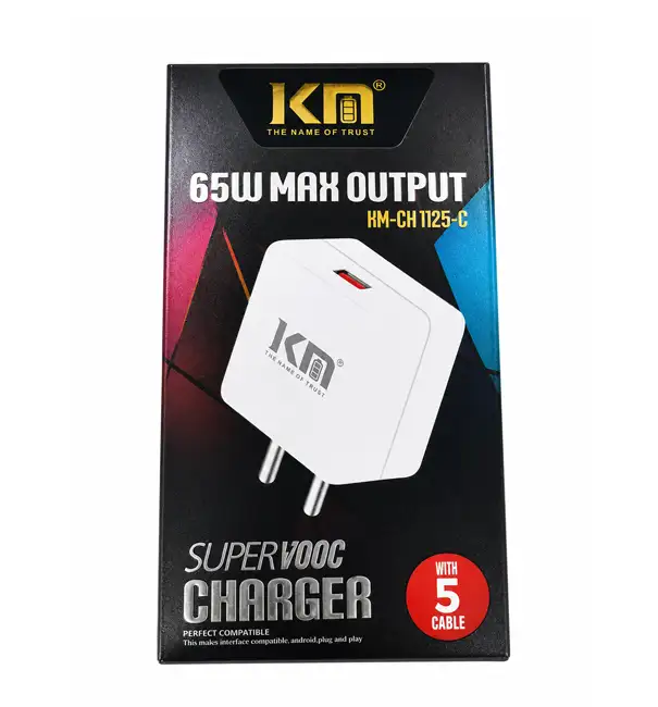 KM - 65W Max Output - (KM-CH1125-C) - SuperVooc Charger with 5 Core Cable